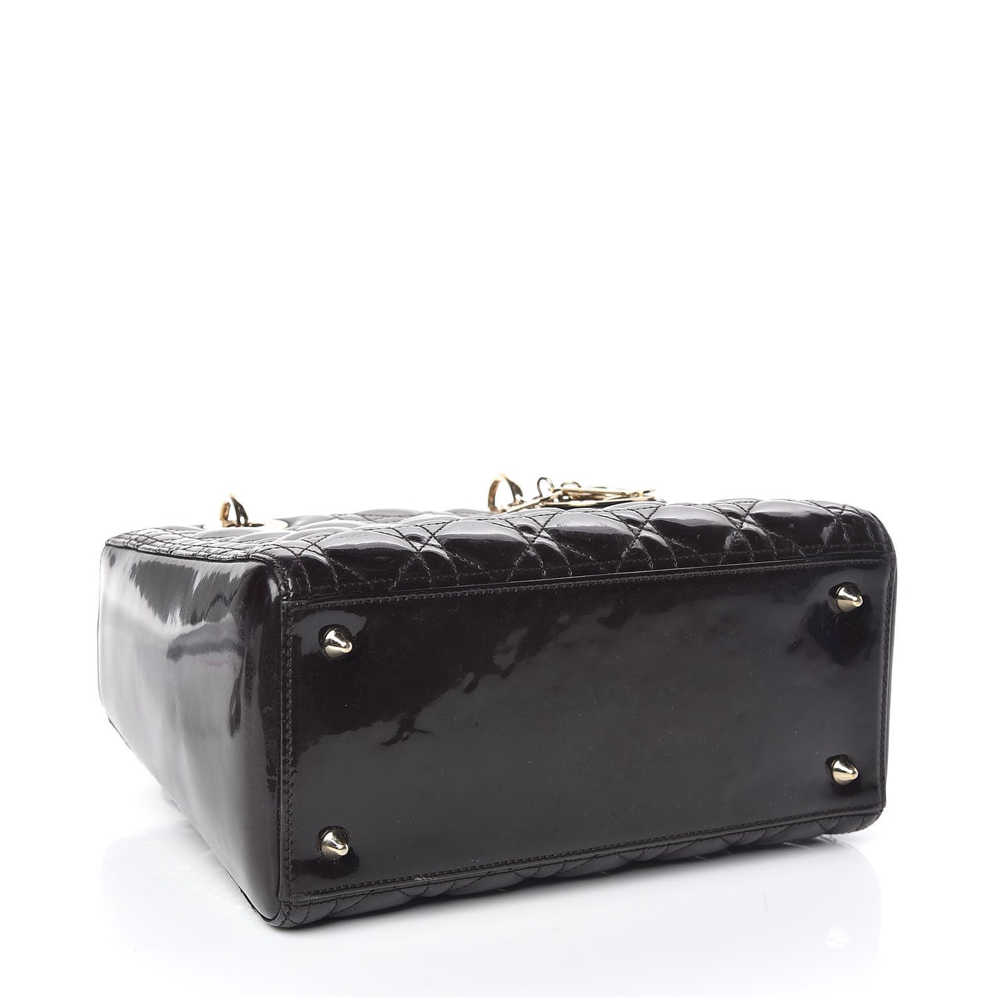 Patent Cannage Medium Lady Dior Dark Brown