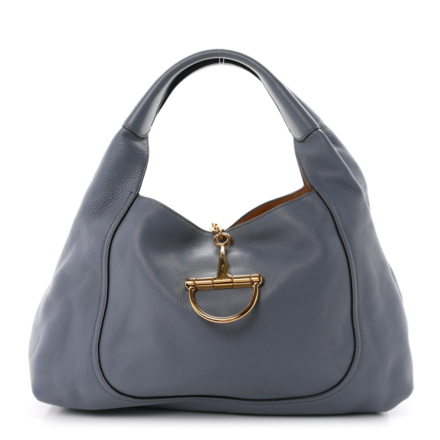 Grained Calfskin Softbit Maxi Shoulder Bag Dusty Blue