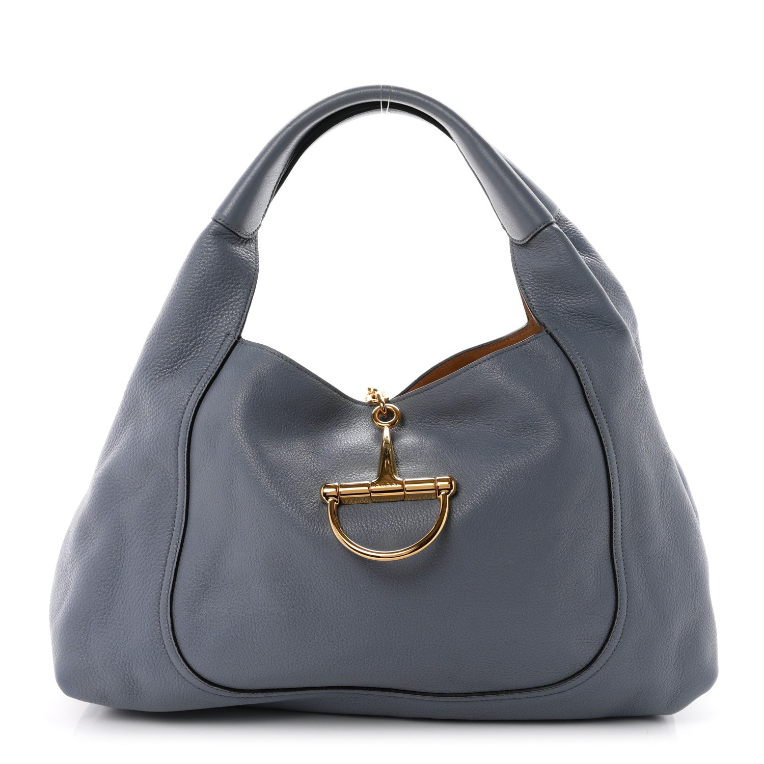Gucci Grained Calfskin Softbit Maxi Shoulder Bag Dusty Blue 1 of 11