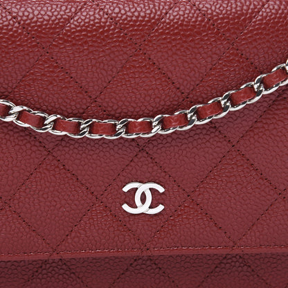 Chanel Caviar Quilted Wallet on Chain WOC Red 10 of 11