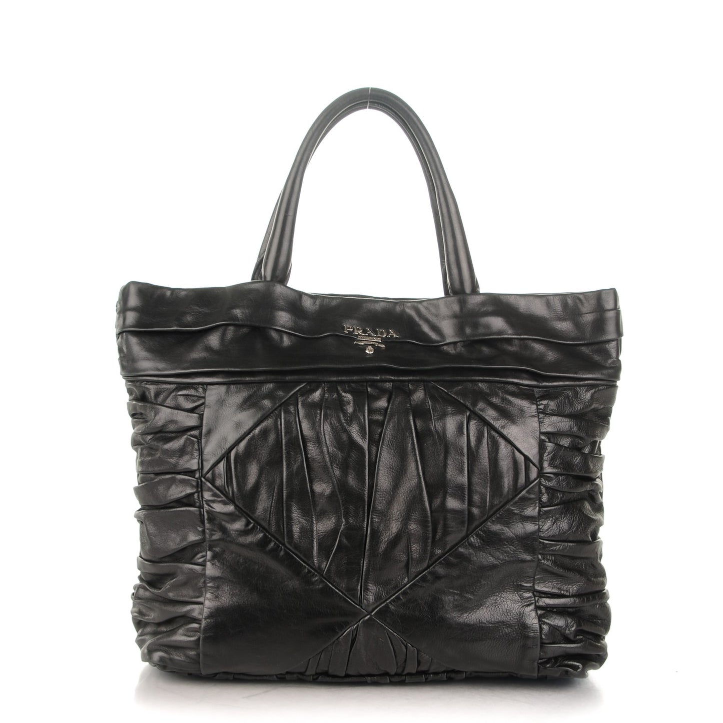 Royal Calf Pleated Tote Black