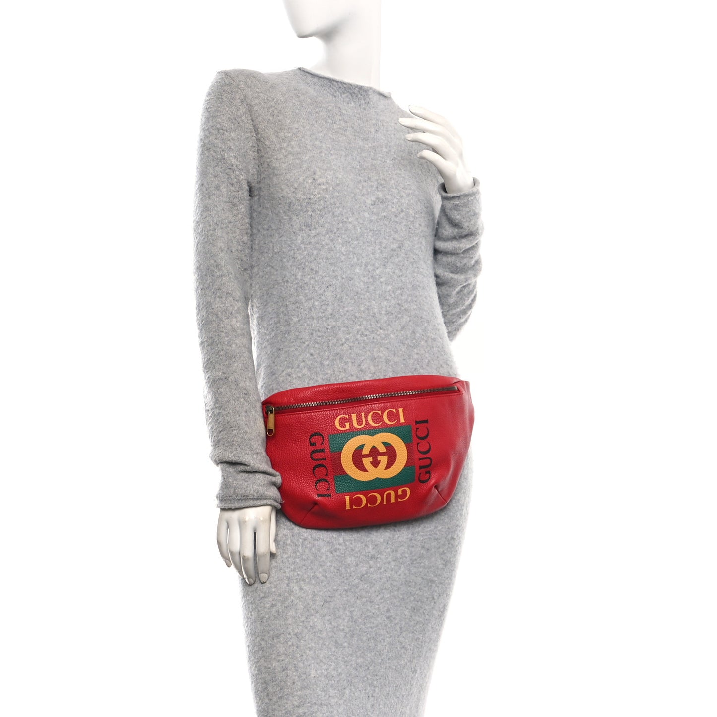 Grained Calfskin Logo Belt Bag Hibiscus Red