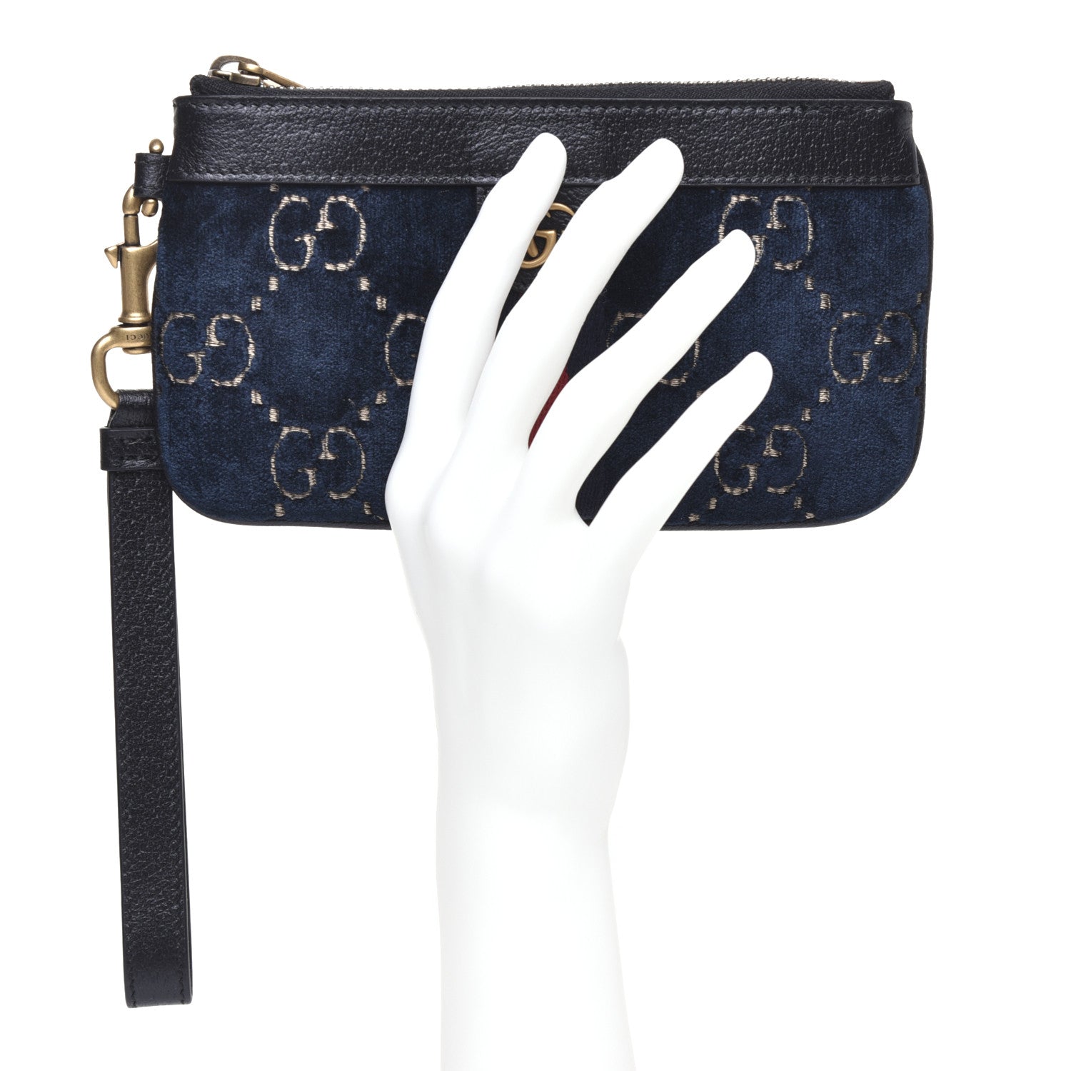 Gucci Velvet GG Monogram Textured Calfskin Web Smartphone Case Blue Beige Black 2 of 9