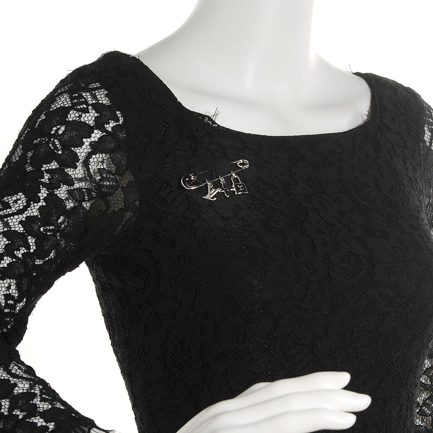 Charm Safety Pin Brooch Silver