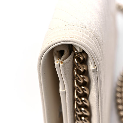 Chanel Caviar Chevron Boy Wallet On Chain WOC White 12 of 12