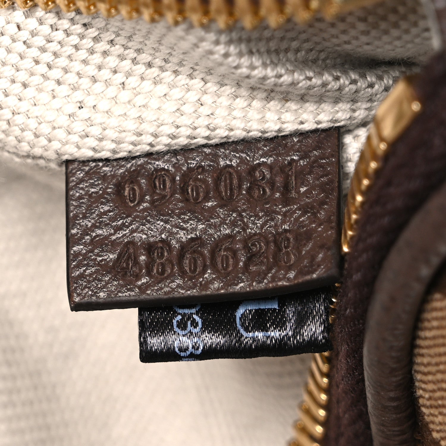 Gucci Monogram Jumbo GG Textured Dollar Calfskin Web Belt Bag Camel Ebony New Acero 6 of 9
