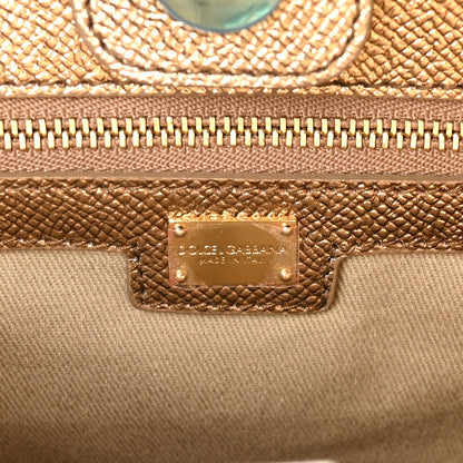 Dolce & Gabbana Metallic Dauphine Medium Frame Tote Gold 6 of 9