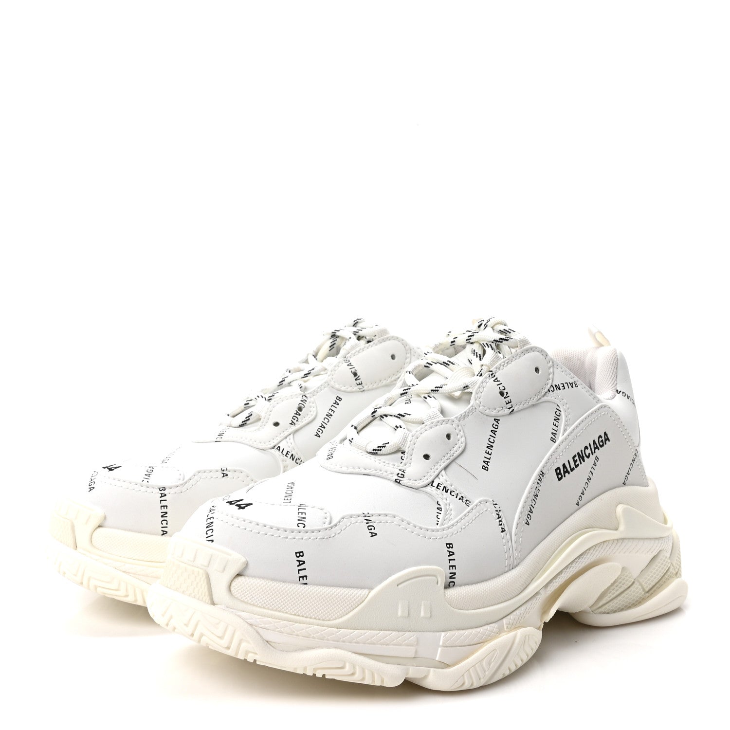Balenciaga Technical Fabric Allover Logo Mens Triple S Sneakers 44 White Black 4 of 9