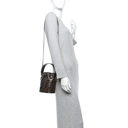 Fendi Vitello Liberty F is Fendi Bi-Color FF 1974 Embossed Mini Mon Tresor Bucket Bag Maya Black 2 of 10