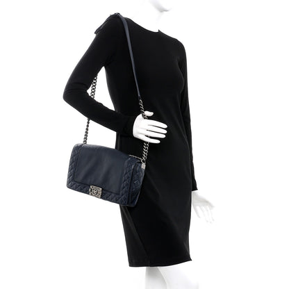 Chanel Calfskin New Medium Boy Reverso Flap Navy 2 of 7