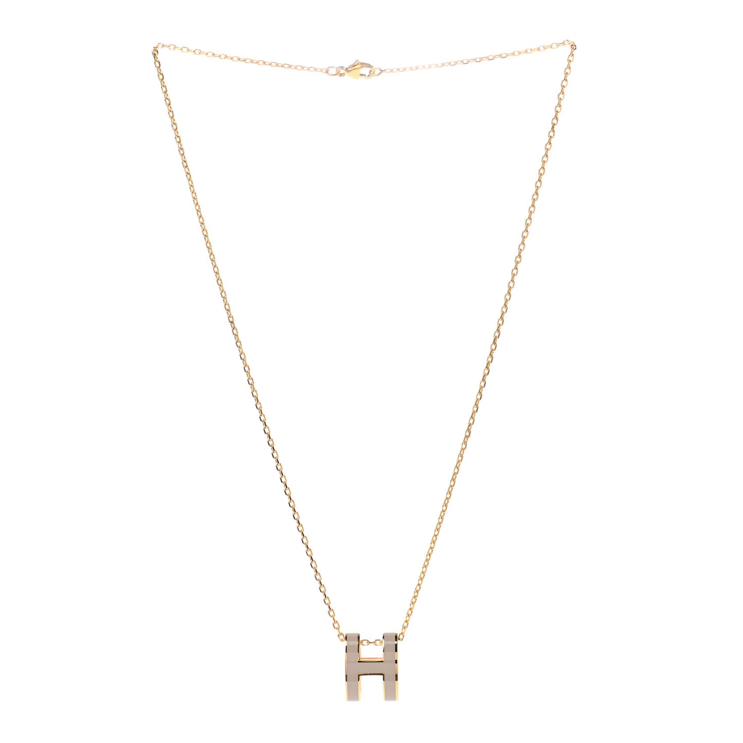 Lacquered Gold Pop H Pendant Necklace Marron Glace
