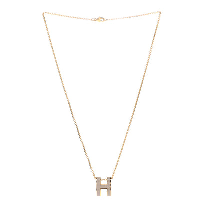 Hermes Lacquered Gold Pop H Pendant Necklace Marron Glace 3 of 5