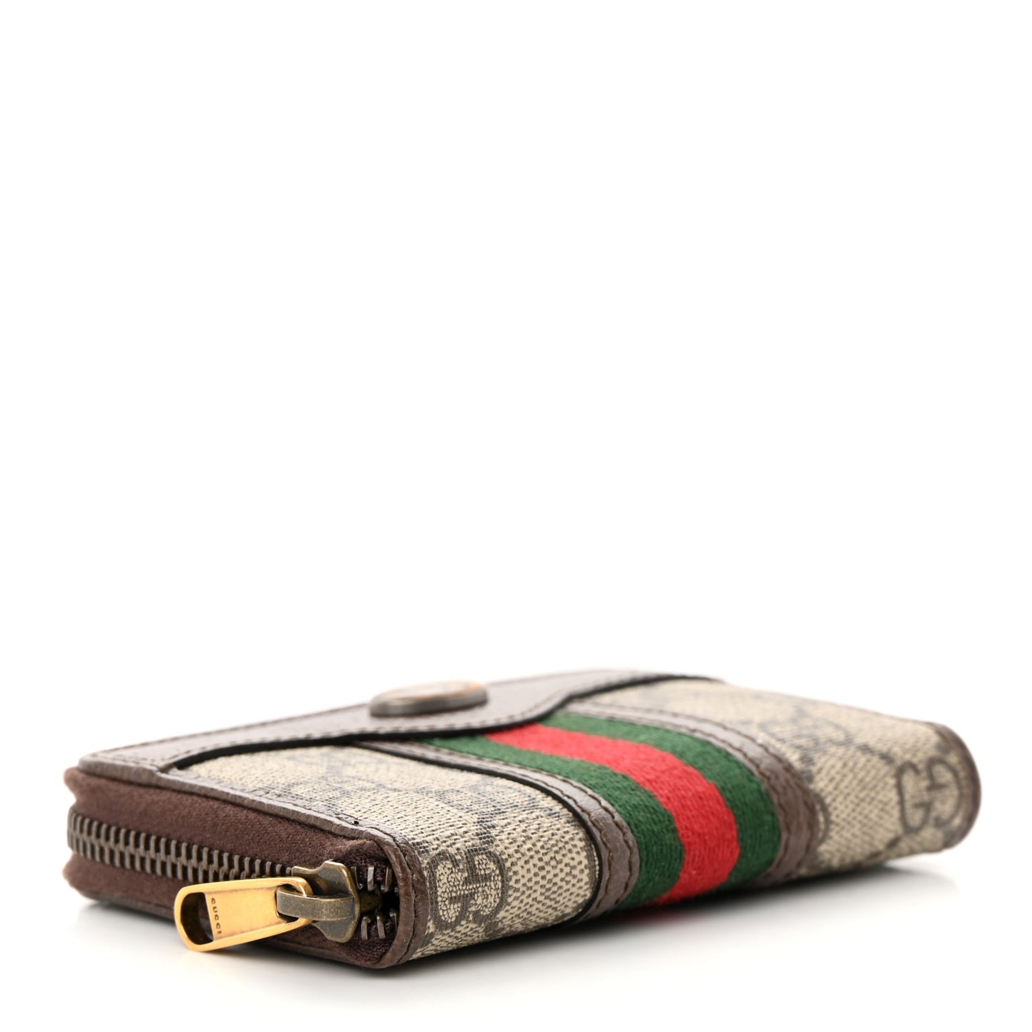GG Supreme Web Ophidia Zip Around Card Case Brown