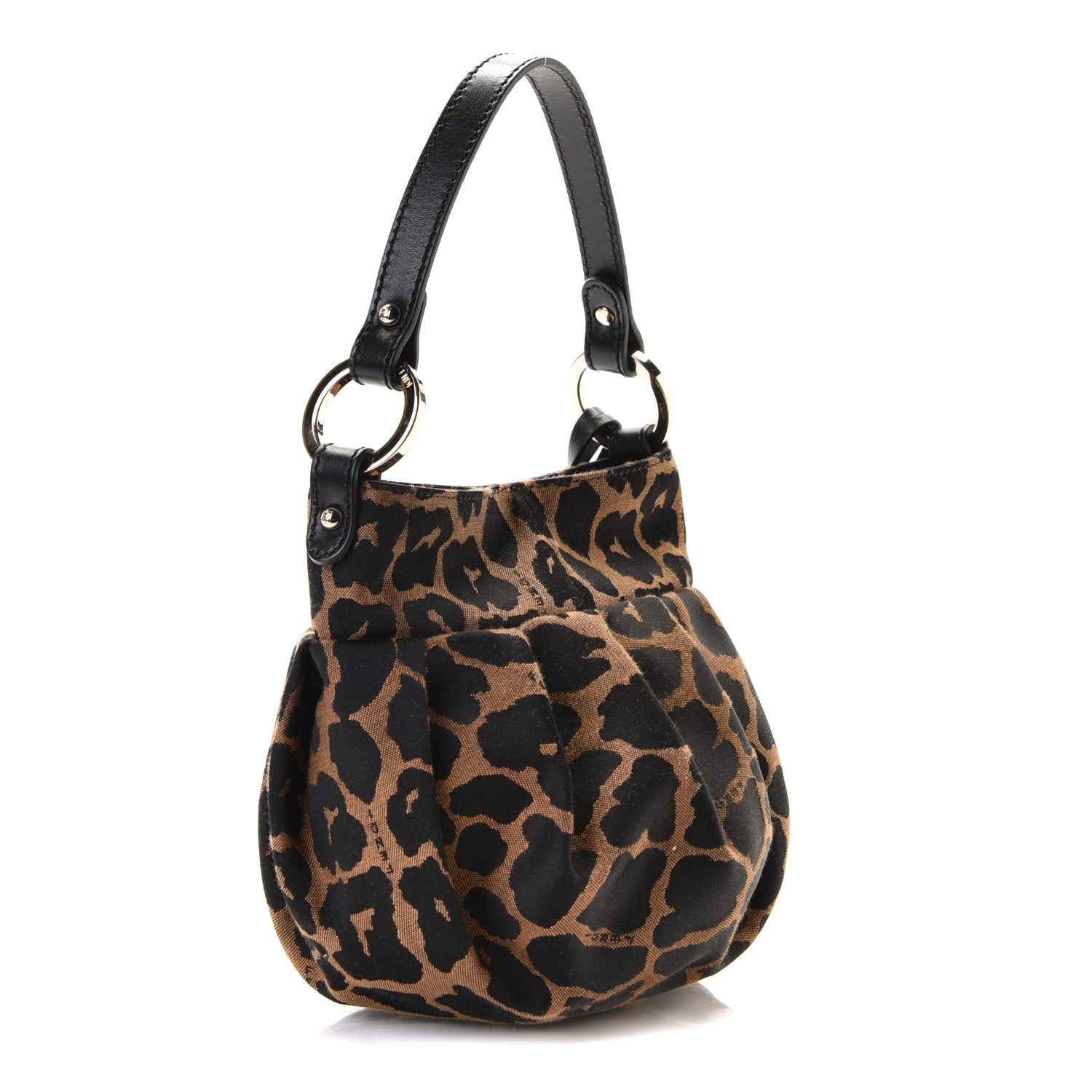 Fendi Jacquard Leopard Print Mini Chef Hobo Tobacco 2 of 7