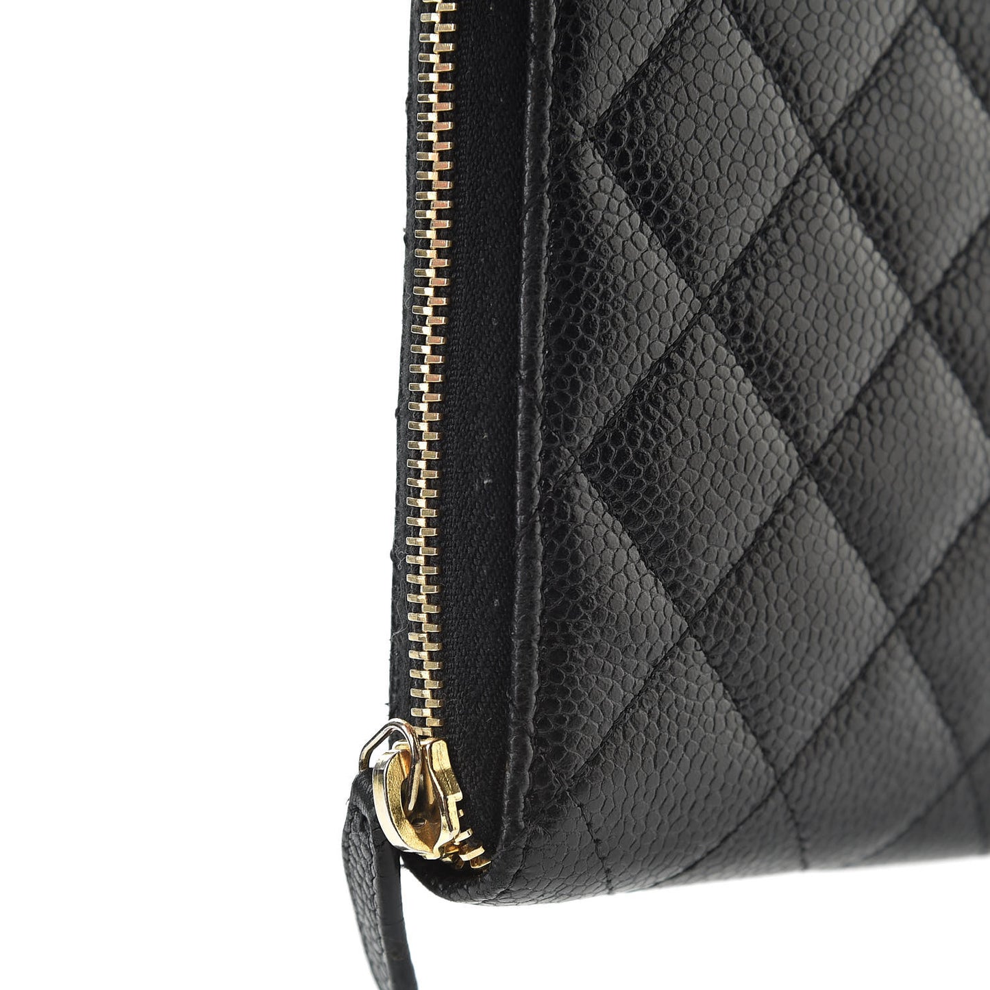 Caviar Quilted Large Zip Around Organizer Wallet Black