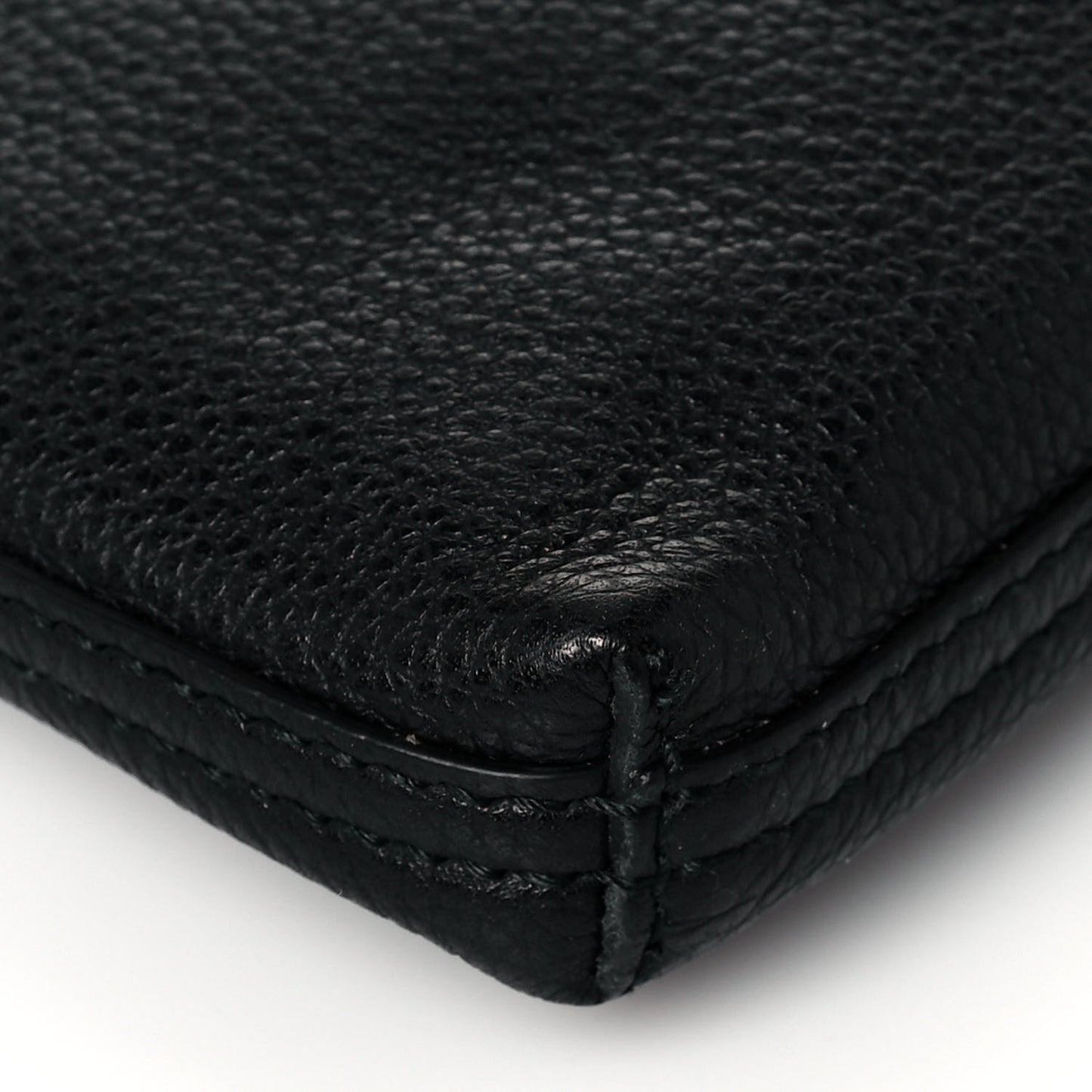 Pebbled Calfskin Large Logo Portfolio Clutch Black