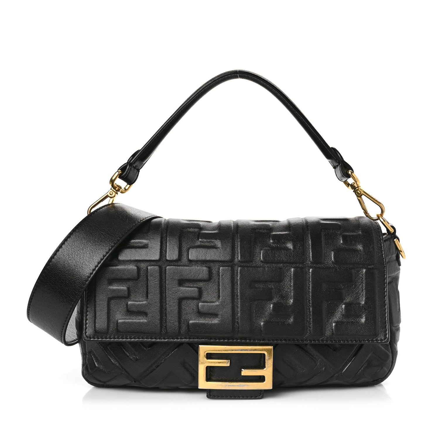 Nappa FF 1974 Embossed Baguette Black