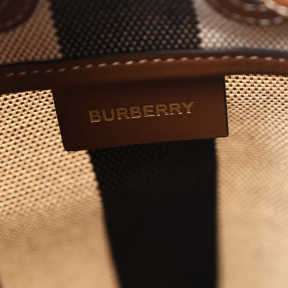 Burberry Giant Check Canvas Small Bucket Bag Taupe Brown 6 of 11