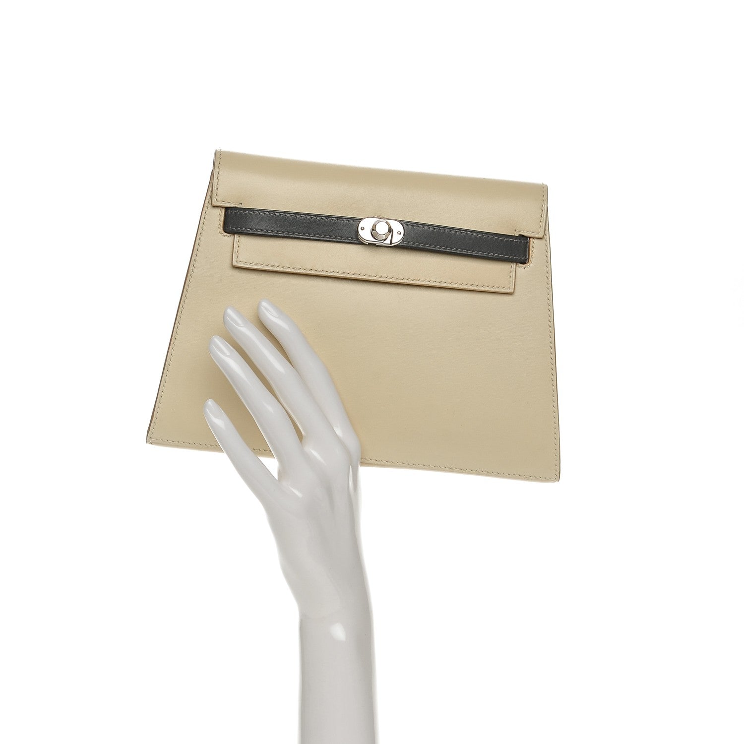 Hermes Tri-Color Box Mini Kelly Pochette Clutch Parchemin Ardoise Tabac Camel 2 of 8