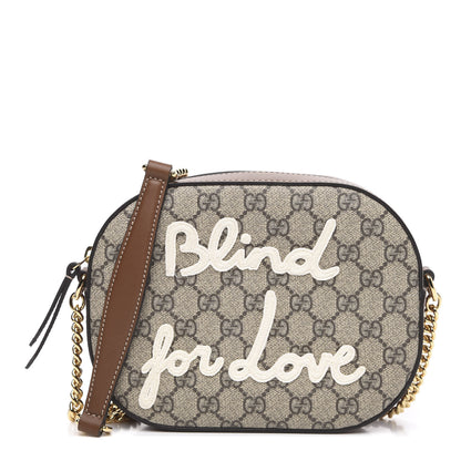 Gucci GG Supreme Monogram Blind For Love Embroidered Mini Chain Shoulder Bag Beige Tuscany 1 of 11