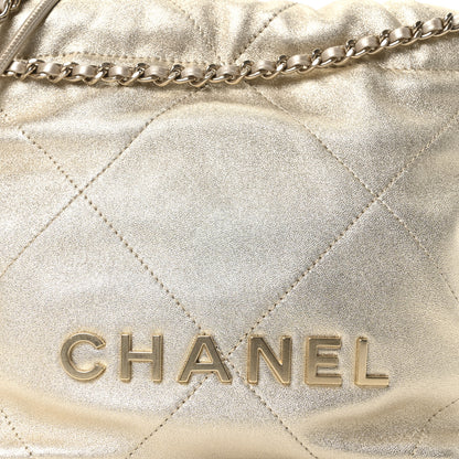 Chanel Metallic Lambskin Quilted Mini Chanel 22 Golden 8 of 10