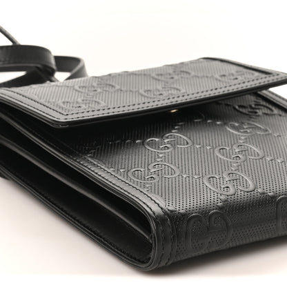 Gucci Calfskin GG Tennis Embossed Messenger Bag Black 9 of 11