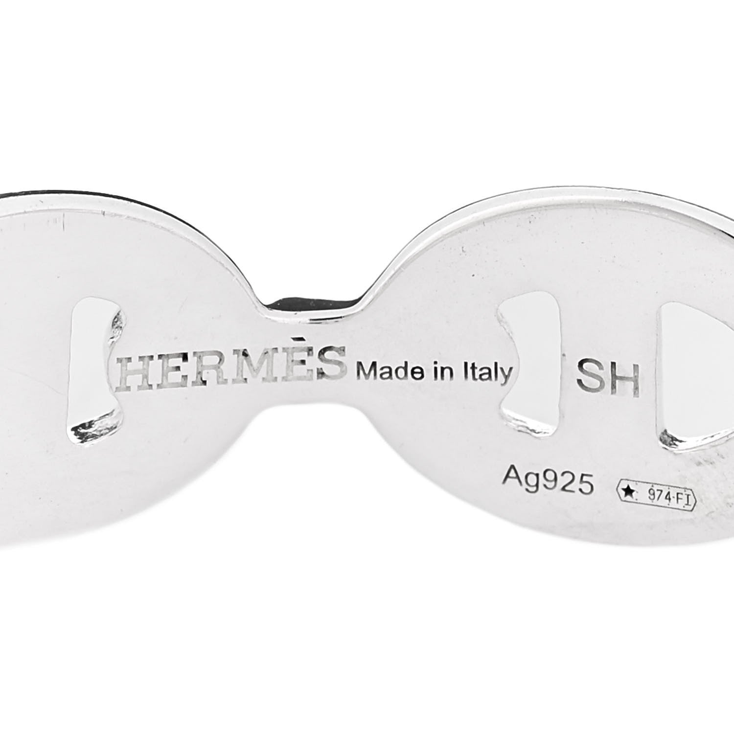 Hermes Sterling Silver MM Chaine d'Ancre Enchainee Cuff Bracelet SH 3 of 5