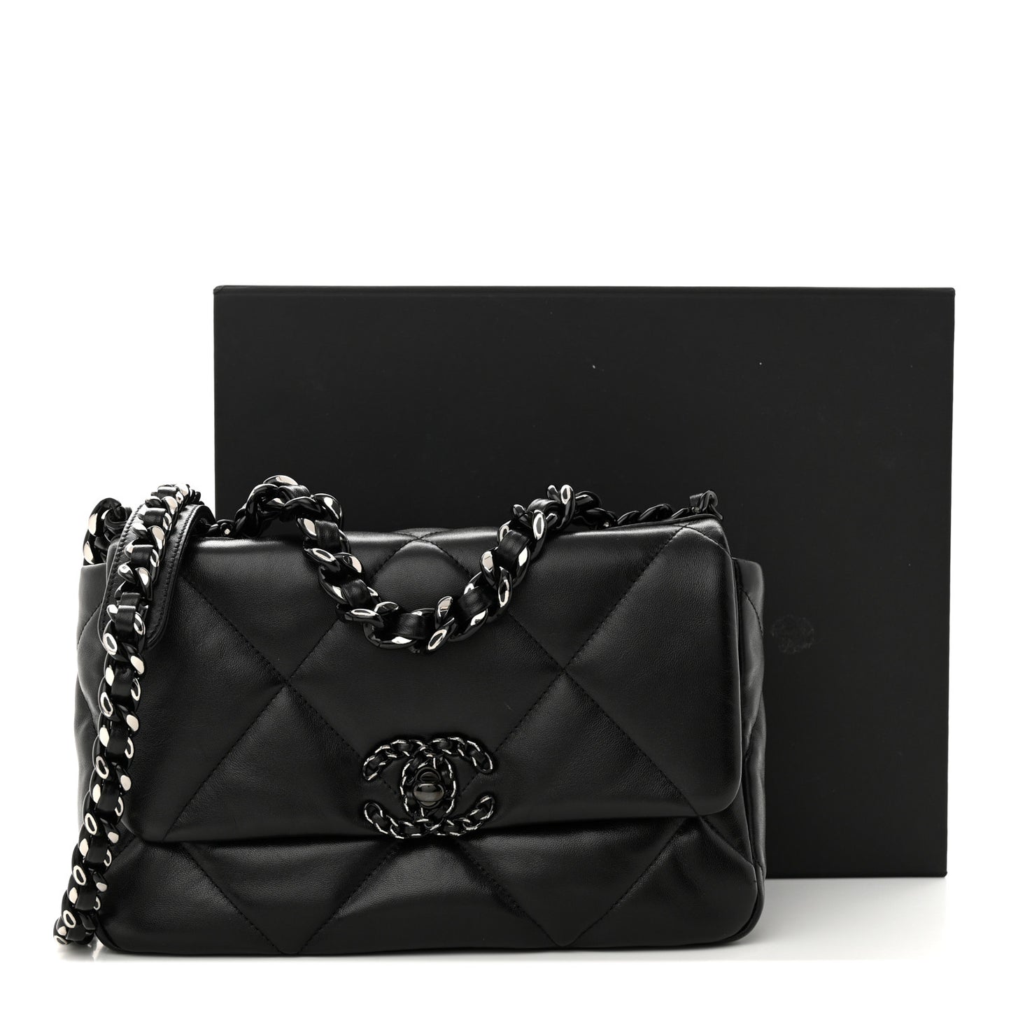 Lambskin Quilted Medium Chanel 19 Flap So Black