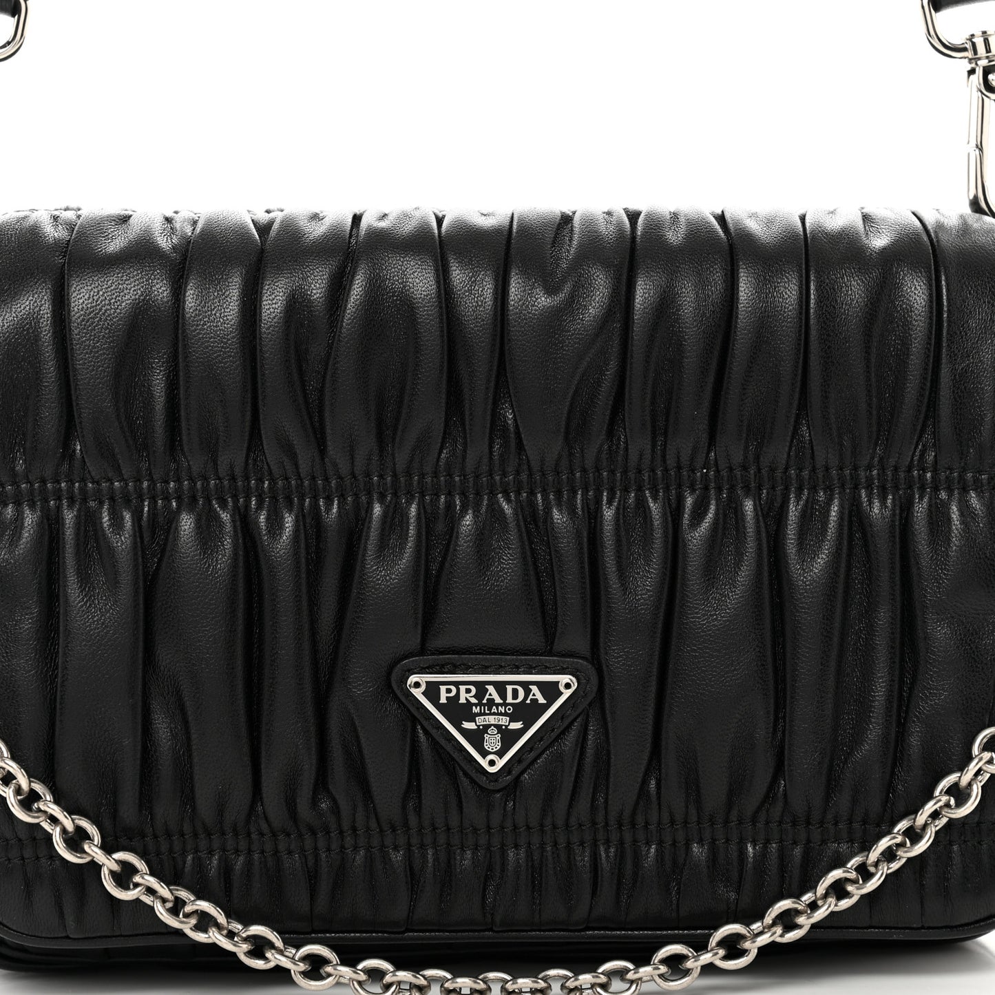 Nappa Gaufre Flap Shoulder Bag Black