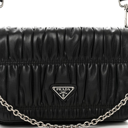 Prada Nappa Gaufre Flap Shoulder Bag Black 5 of 9