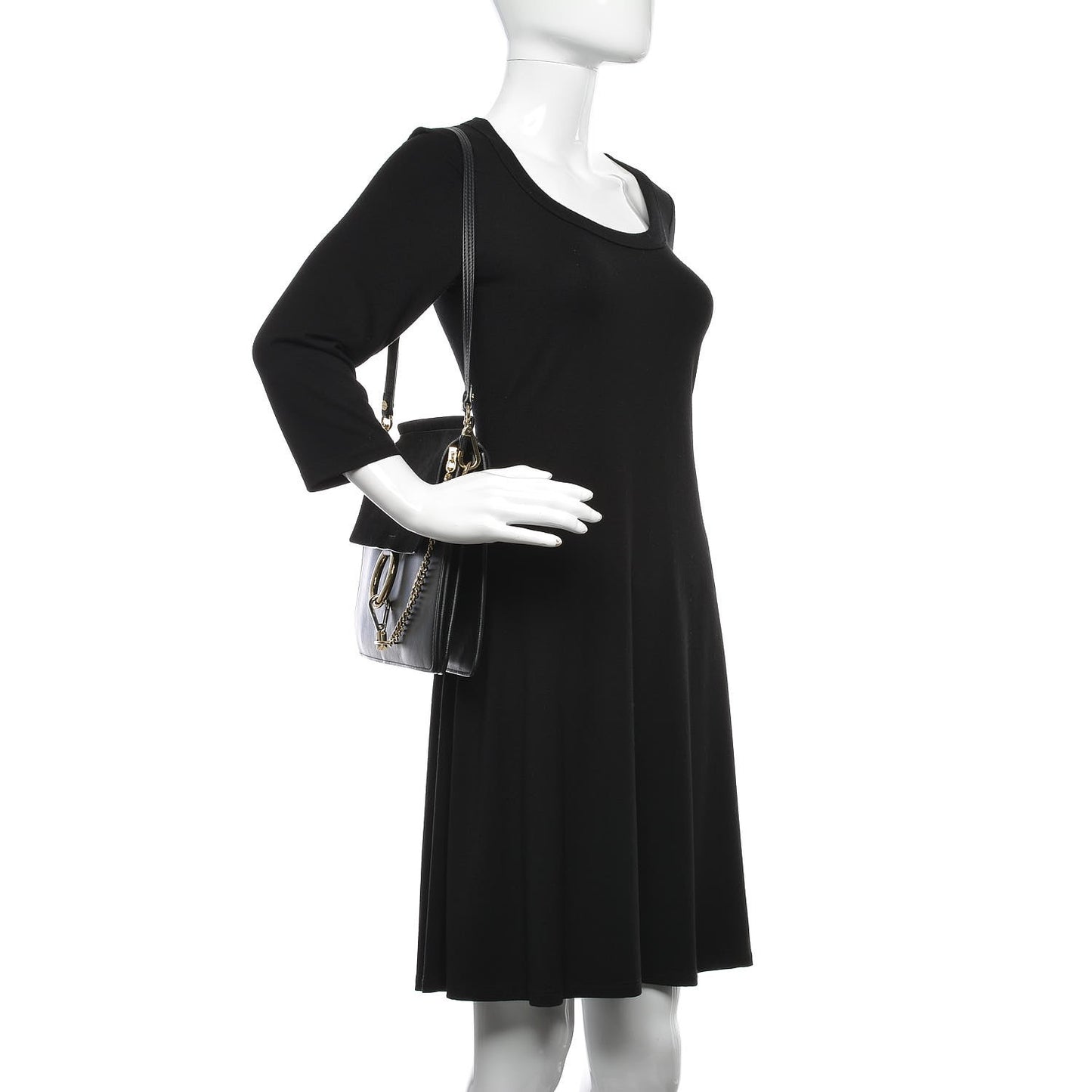 Suede Calfskin Medium Faye Shoulder Bag Black