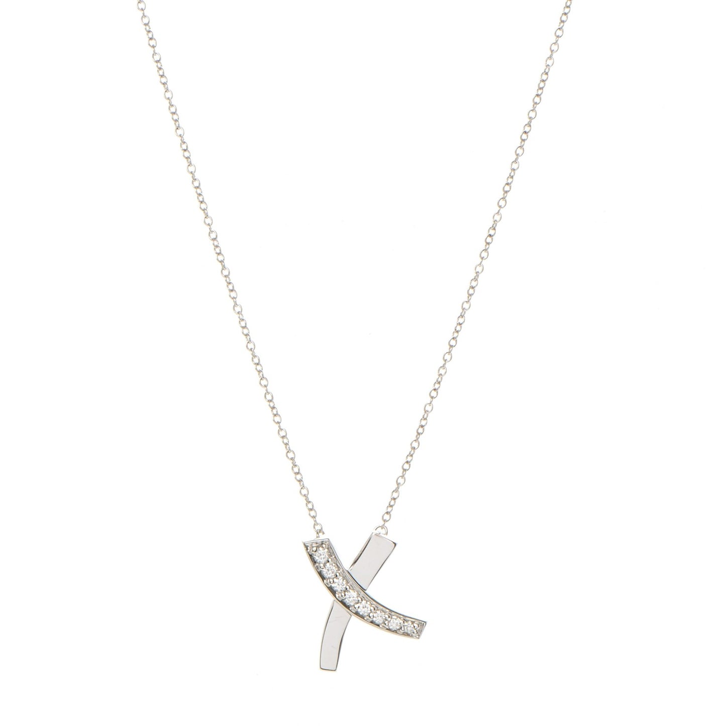 18K White Gold Diamond Paloma Picasso Small Signature X Pendant Necklace