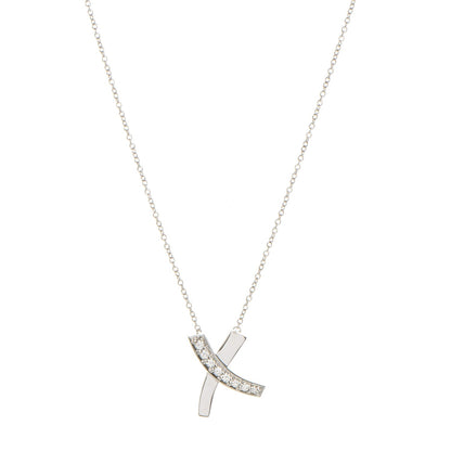 Tiffany 18K White Gold Diamond Paloma Picasso Small Signature X Pendant Necklace 1 of 8