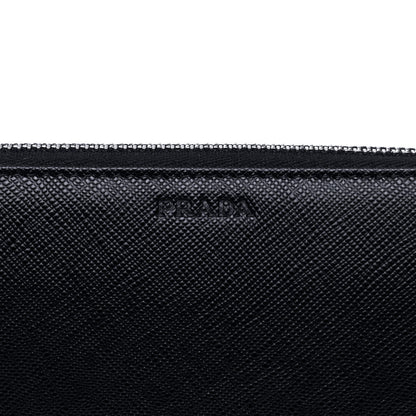 Prada Saffiano Zip Around Wallet Black 7 of 7