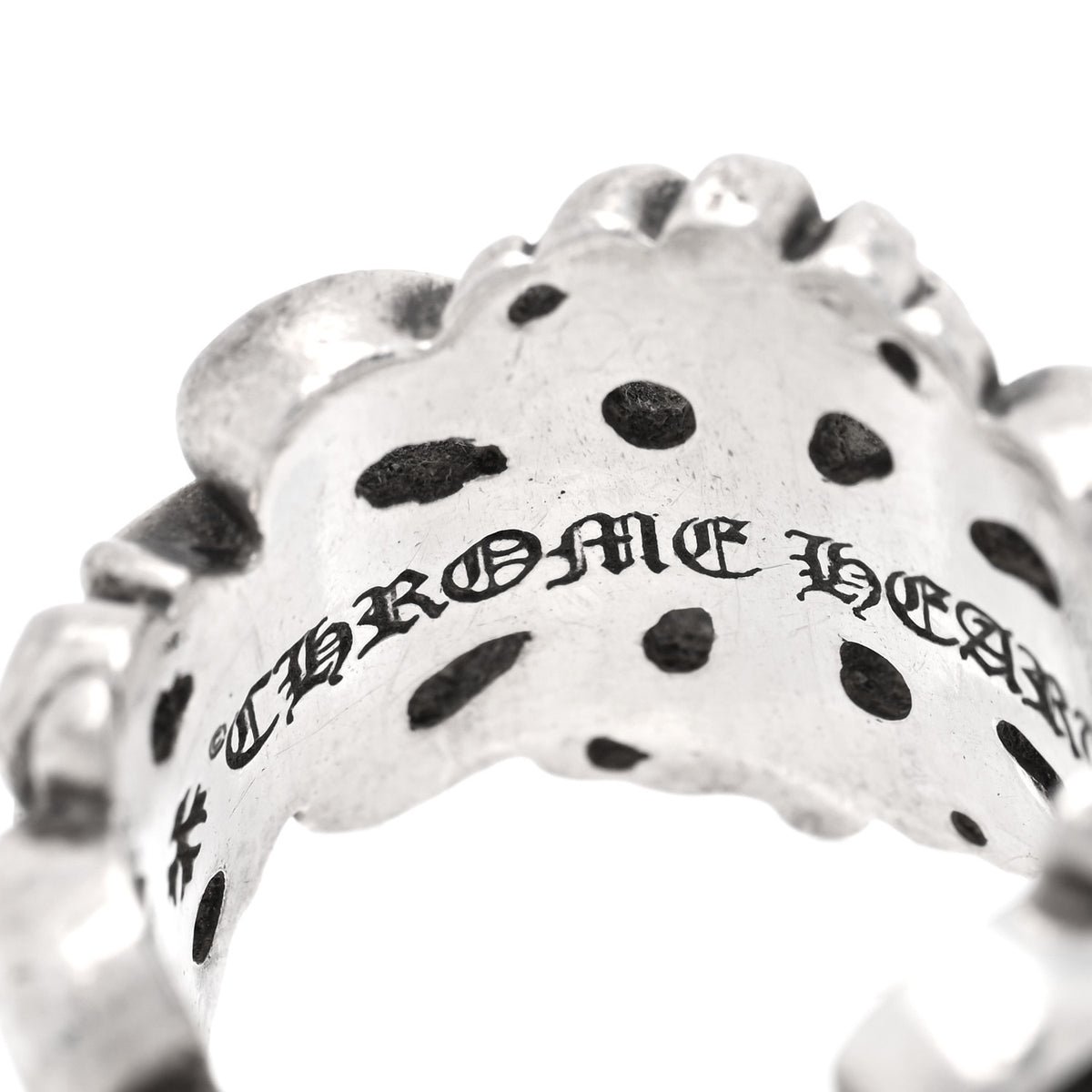 Chrome Hearts Sterling Silver Double Floral Cross Ring 53 6.5 4 of 5
