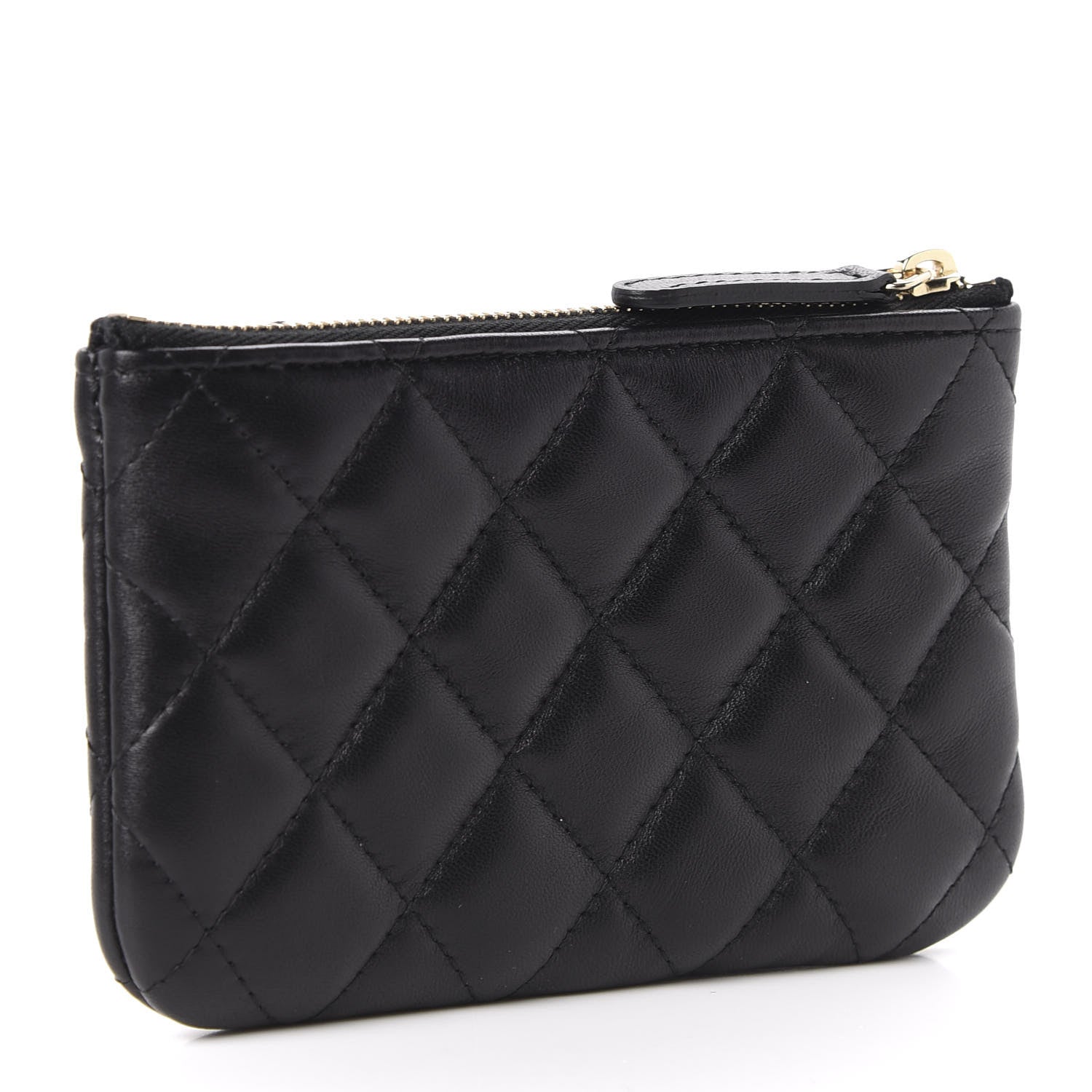 Chanel Lambskin Quilted Small Camellia Cosmetic Pouch Black White 3 of 8