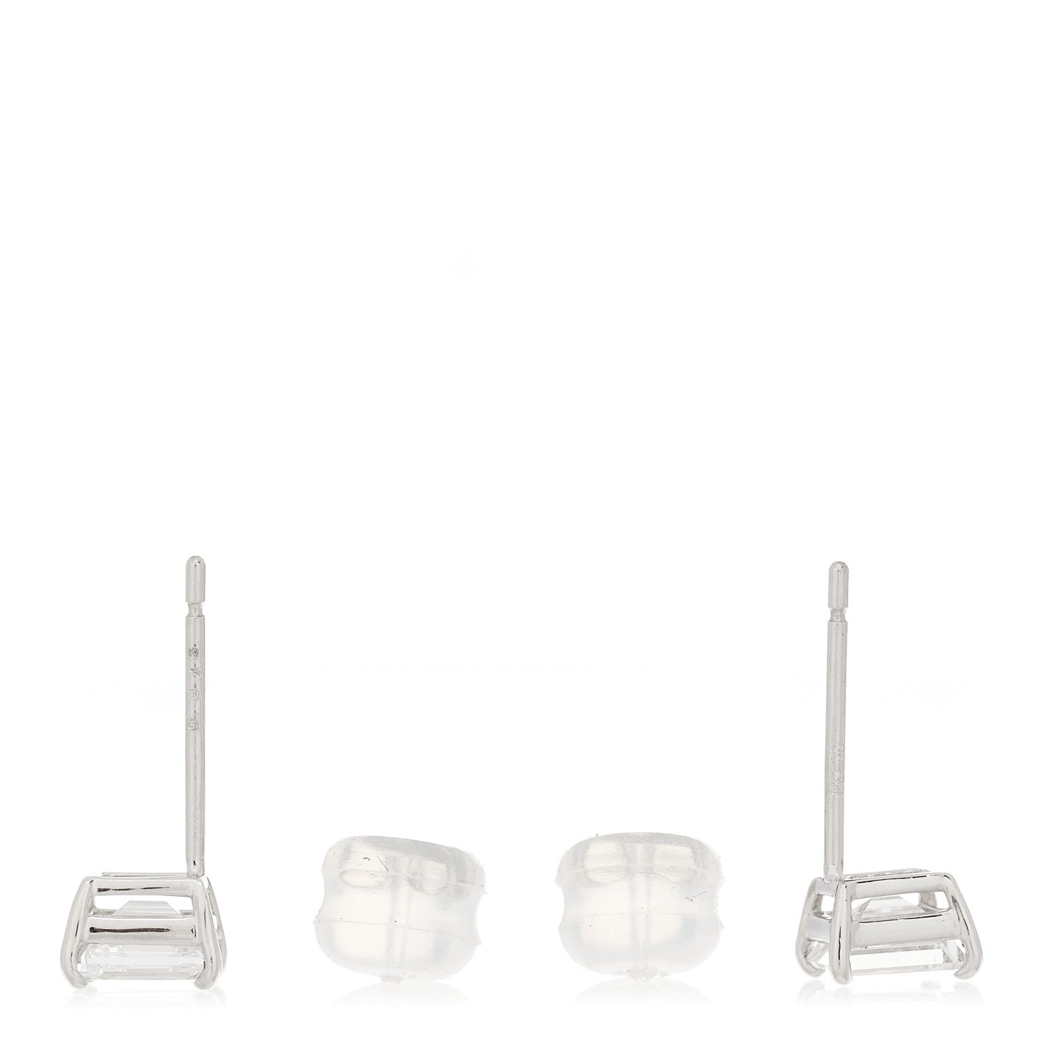 Parker & West by FASHIONPHILE Platinum Diamond .63ct Emerald Cut Solitaire Earrings 3 of 6