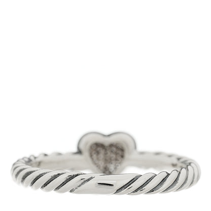 David Yurman Sterling Silver Diamond Cable Classics Heart Ring 50 5.5 3 of 4