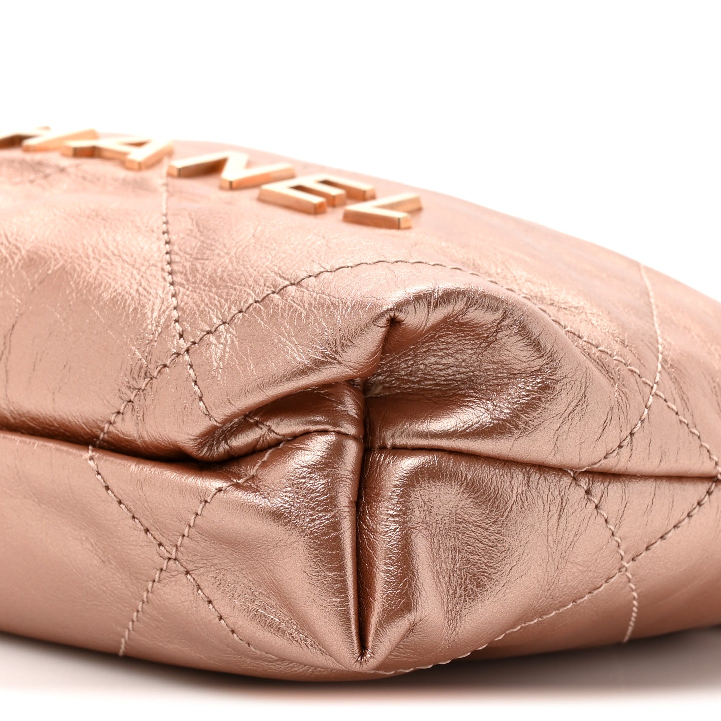 Metallic Calfskin Quilted Mini Chanel 22 Copper