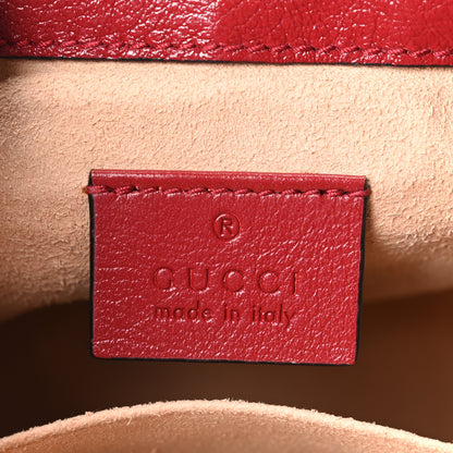 Gucci Vintage Effect Calfskin Matelasse Diagonal Mini Torchon GG Marmont Top Handle Shoulder Bag Black Romantic Cherry 6 of 10