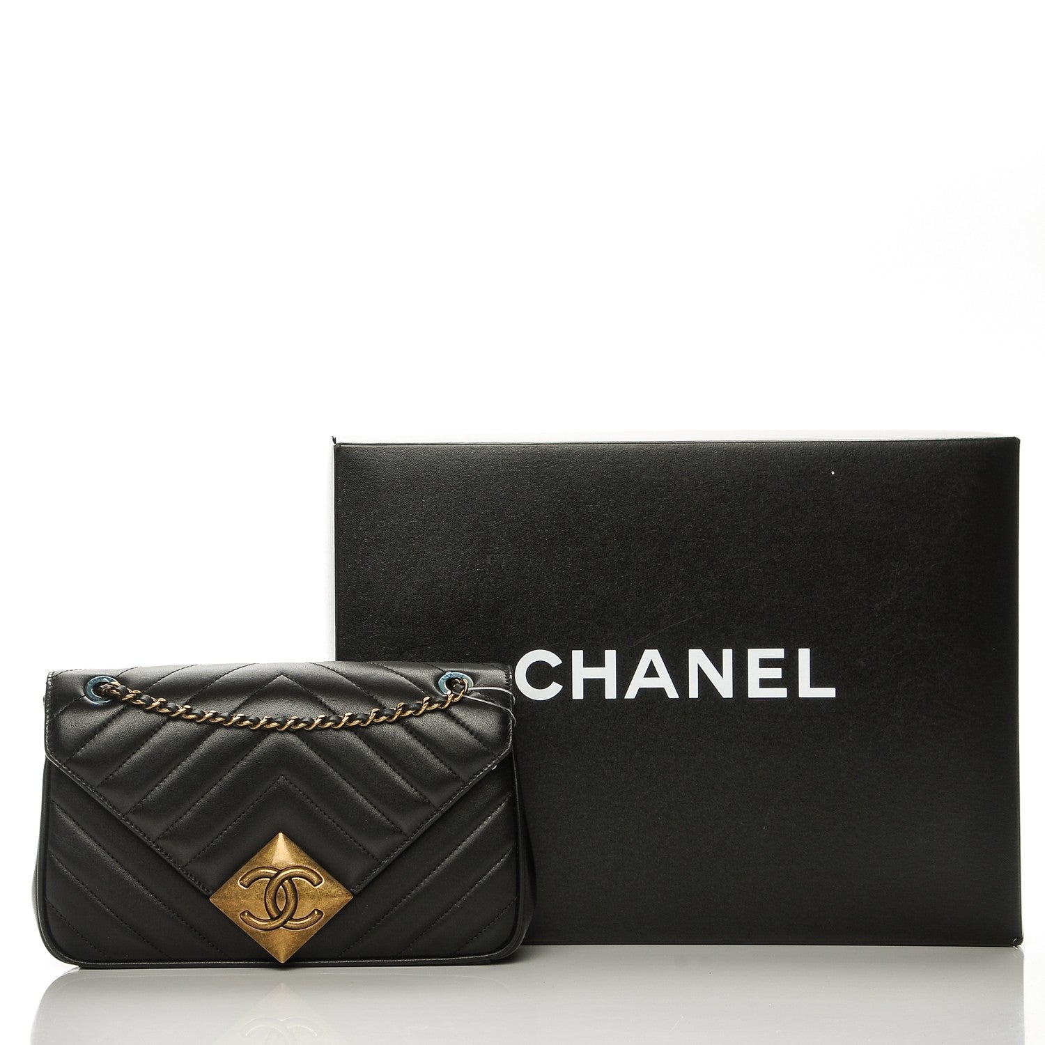 Chanel Lambskin Chevron Quilted Small Pyramid CC Flap Black 8 of 8