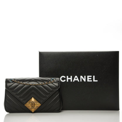 Chanel Lambskin Chevron Quilted Small Pyramid CC Flap Black 8 of 8