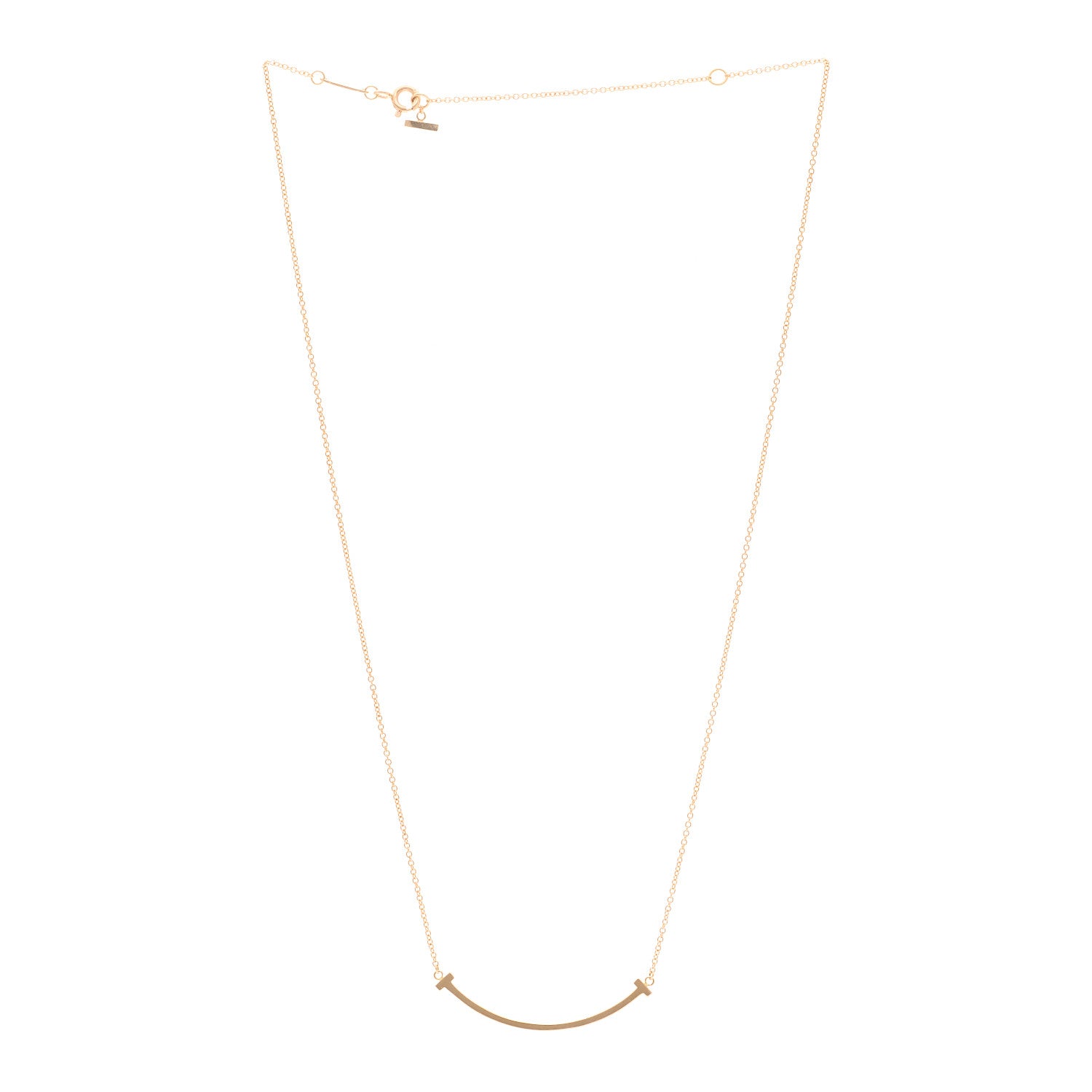 Tiffany 18K Rose Gold Small T Smile Pendant Necklace 3 of 4