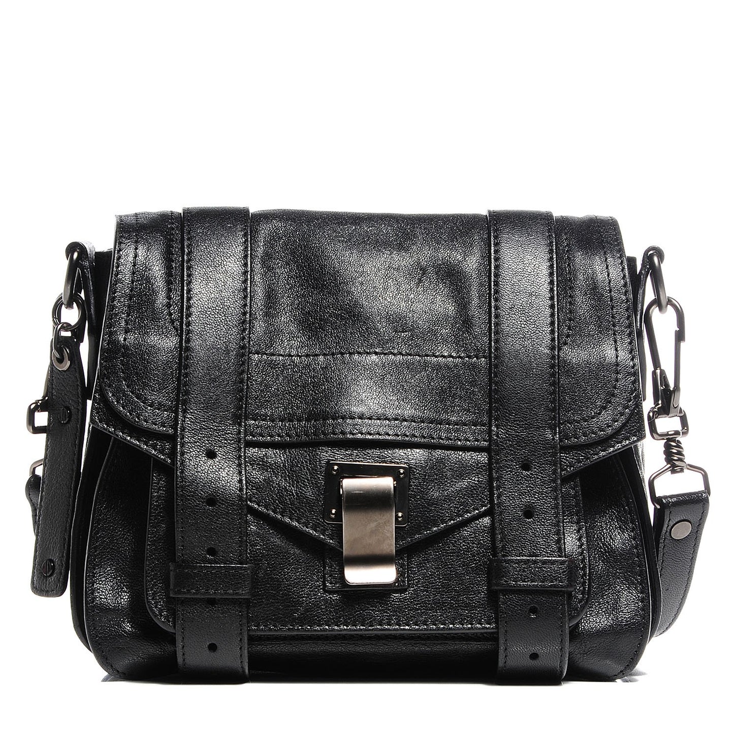 Leather PS1 Pouch Messenger Bag Black