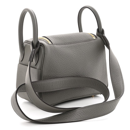 Hermes Taurillon Clemence Mini Lindy 20 Gris Meyer 3 of 10