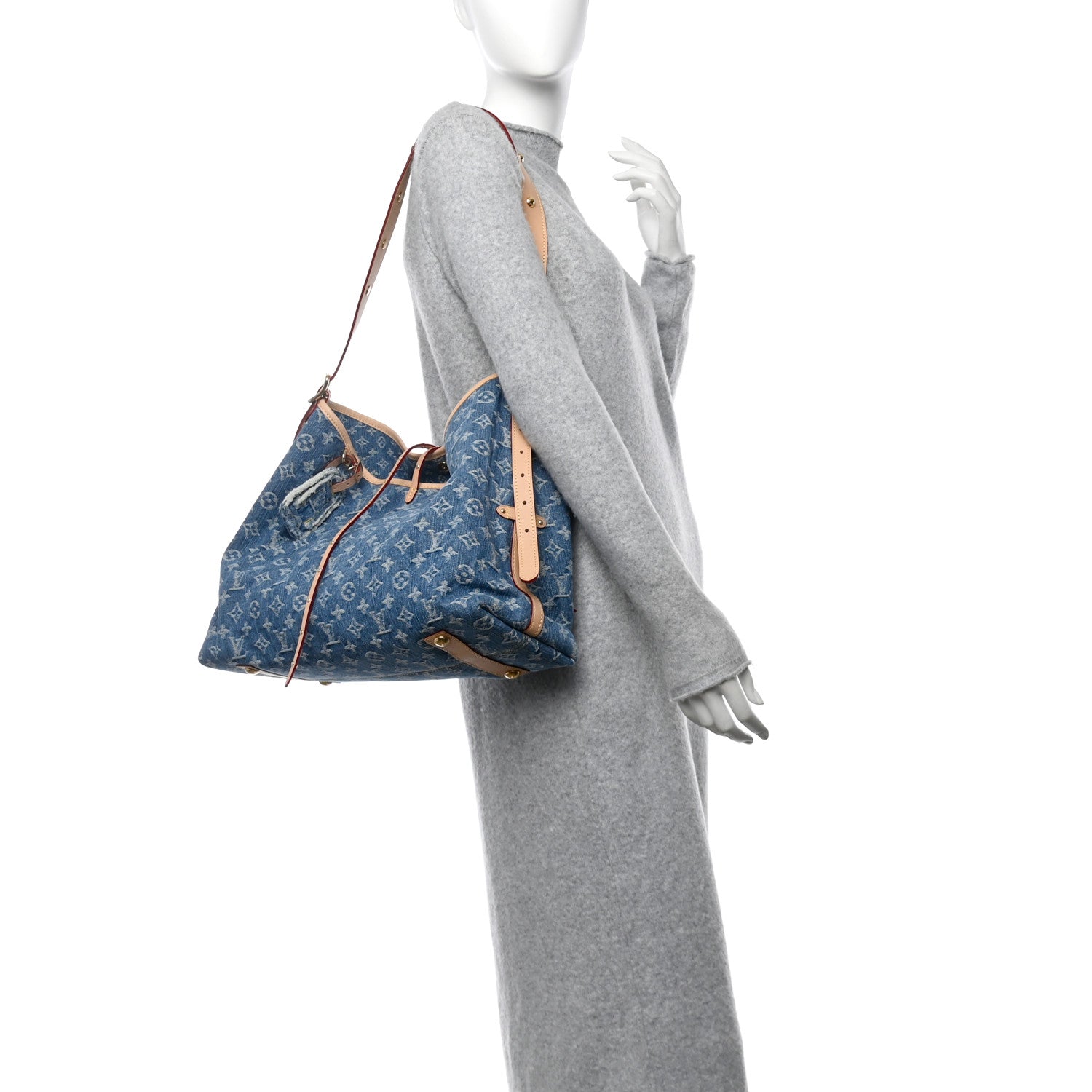 Louis Vuitton Monogram Denim CarryAll MM Blue 2 of 10