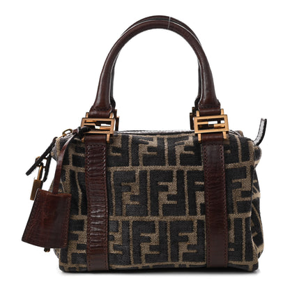 Fendi Velvet Zucca Vitello Mini Forever Boston Fango Grigio Bruciato 1 of 11
