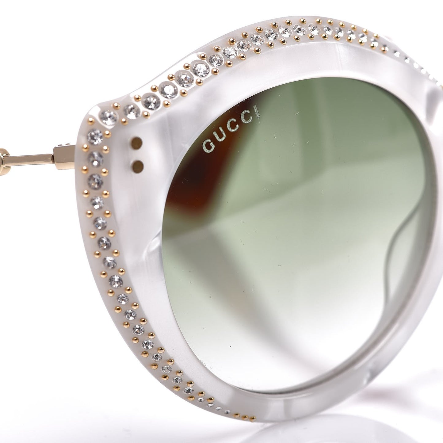Crystal Cat Eye GG0214S Sunglasses White