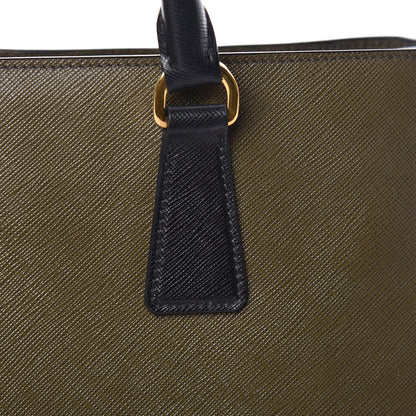 Prada Saffiano Lux Bi-Color Medium Tote Militare Black 18 of 24