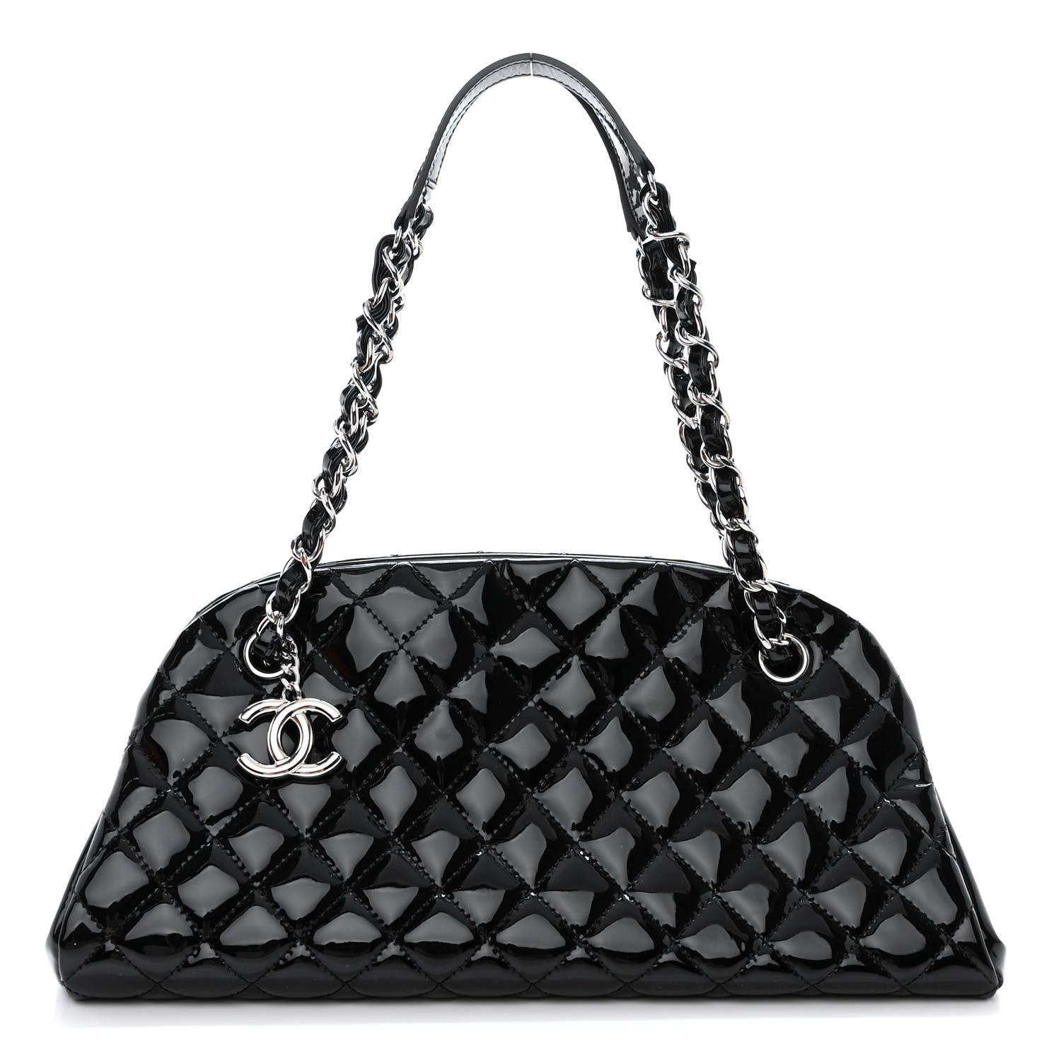 Chanel Patent Quilted Medium Just Mademoiselle Bowling Bag Black 1 of 10